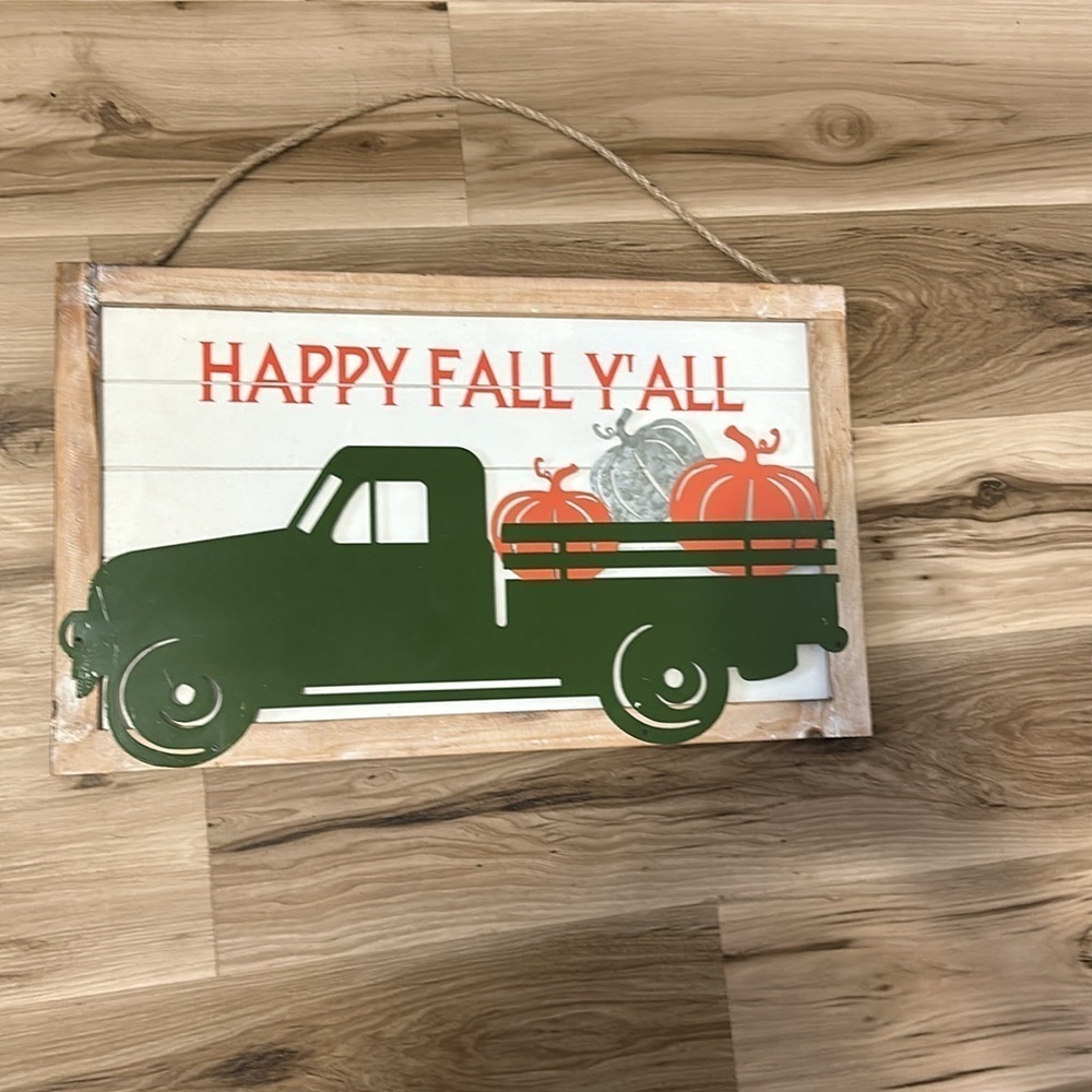 Two Sided Vintage Christmas and Fall Wooded Hanging Wall Decor - Picture 4 of 4